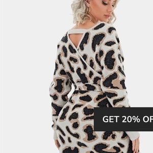 Everyday Deep V Neck Lace Up Mini Knitted Dress